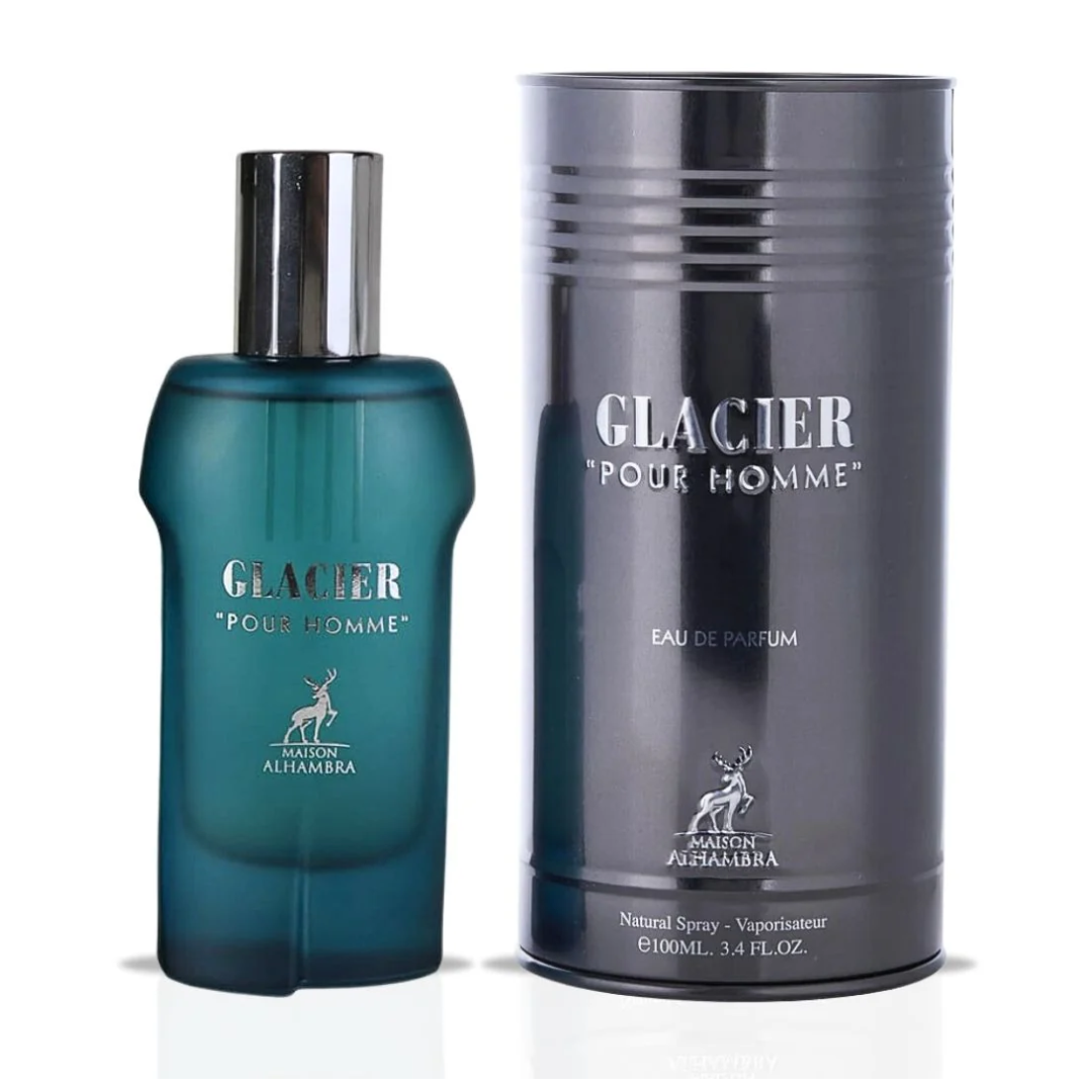 Glacier Pour Homme Eau De Parfum Spray 100ML (3.4 OZ) By Maison Alhambra | Long Lasting, Fresh, Spicy, Luxurious Fragrance.