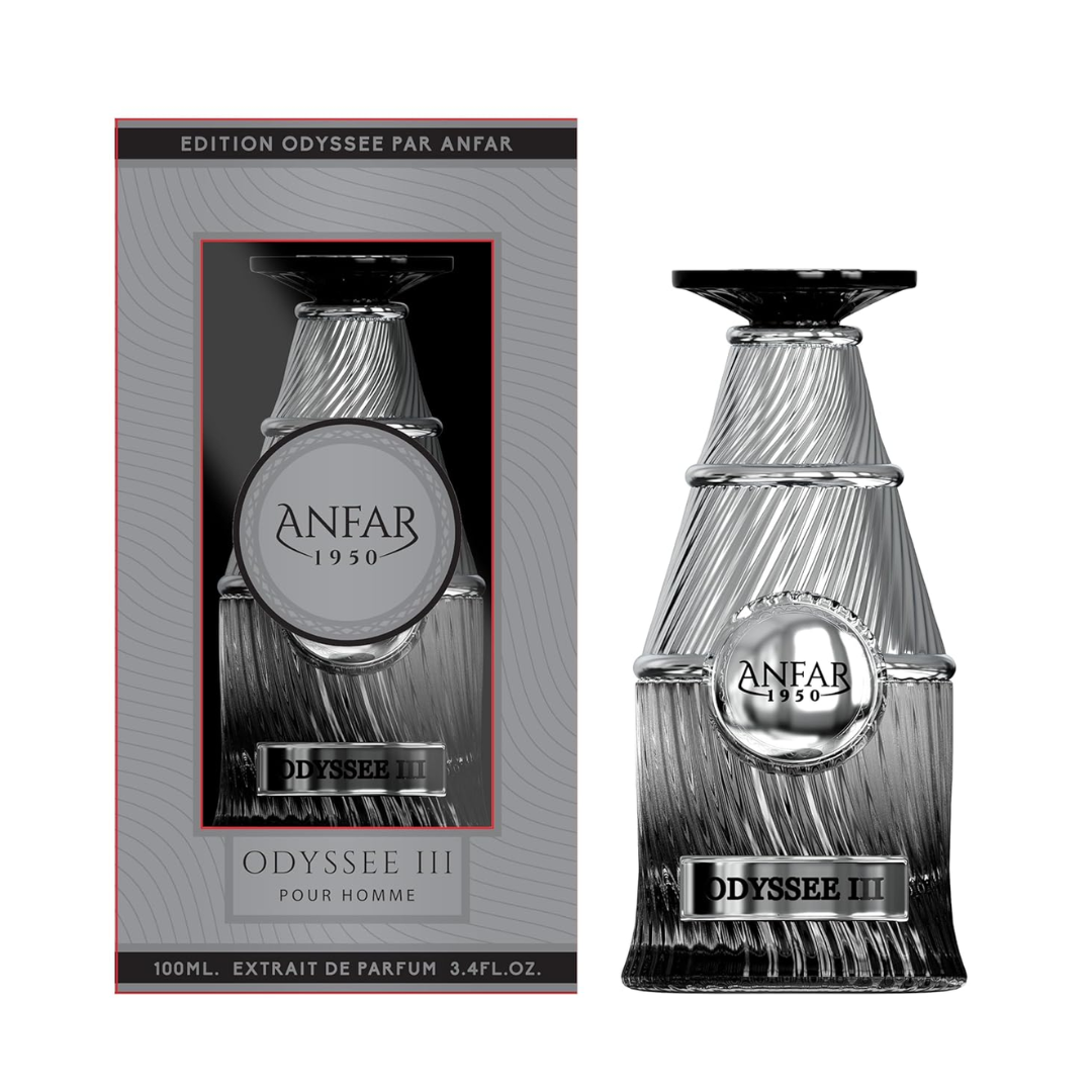 Anfar Odyssee 3 Pour Homme 1950 Extrait de Parfum – Woody Men’s Fragrance | 100ml | Cardamom, Pink Pepper, Bergamot & Mint